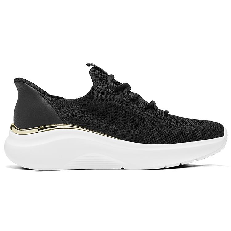 Skechers Bobs Sport Flash Step Shoes Comfortable Sports Lightweight Breathable Low Top Casual Shoes Women Sneaker Black 117617-BLK