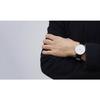 ARNE JACOBSEN BANKERS 53102-2001 Watch, 40mm, Scandinavian Design, Water Resistant (Quiet Design with No Second Hand), White with Black Leather Strap