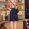 High-Waisted A-Line Denim Skirt: Women's Trendy 2024 Summer College Style