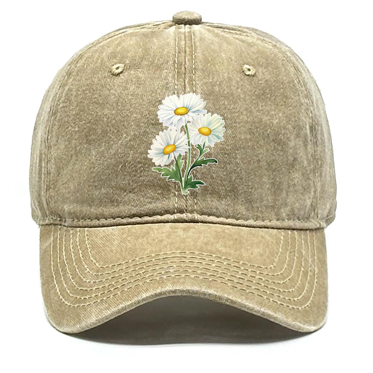 

Бейсболка снепбек с маленьким принтом ромашек, сетчатая шляпа с цветочным принтом, выстиранная посадка, изогнутый козырек, летняя регулируемая бейсболка as the picture хаки