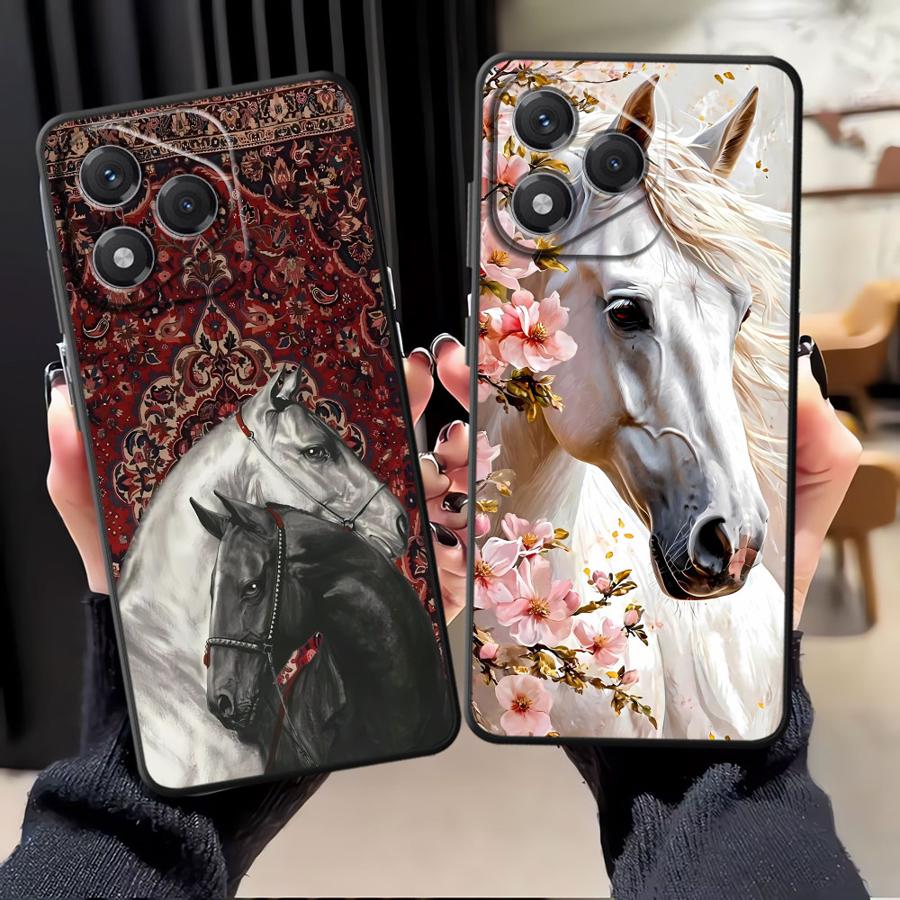 Animal Horse Pattern Case for Honor X5b X7 X8 X6 8X 200 400 Lite 90 Magic5Lite X9a 70 Black Soft Phone Cover