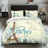 3pcs Bedding Set Paris Eiffel Tower 3D Printed Cozy Duvet Cover King Queen Twin Size Birthday Gift for Adult Girl Bedroom Decor