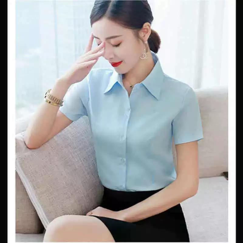 Women's Summer Large Size Casual Solid Color Simple Occupation Shirt Thin Section Temperament Commuter Blouse
