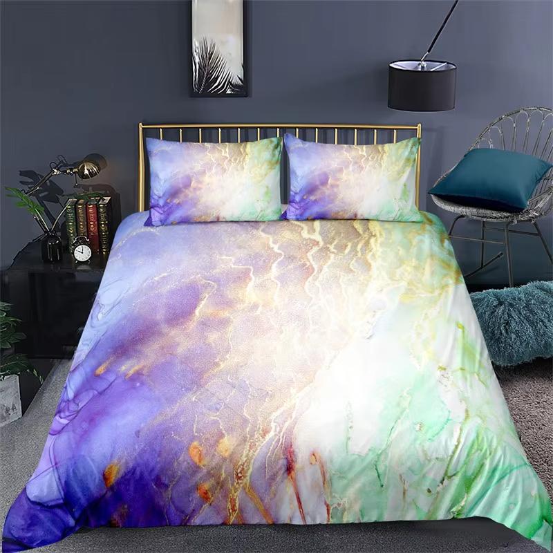 Abstract Marble Bedding Set Bronzing Marble Texture 3D Print Duvet Cover Set Microfiber Comforter Cover King Queen For Men Women