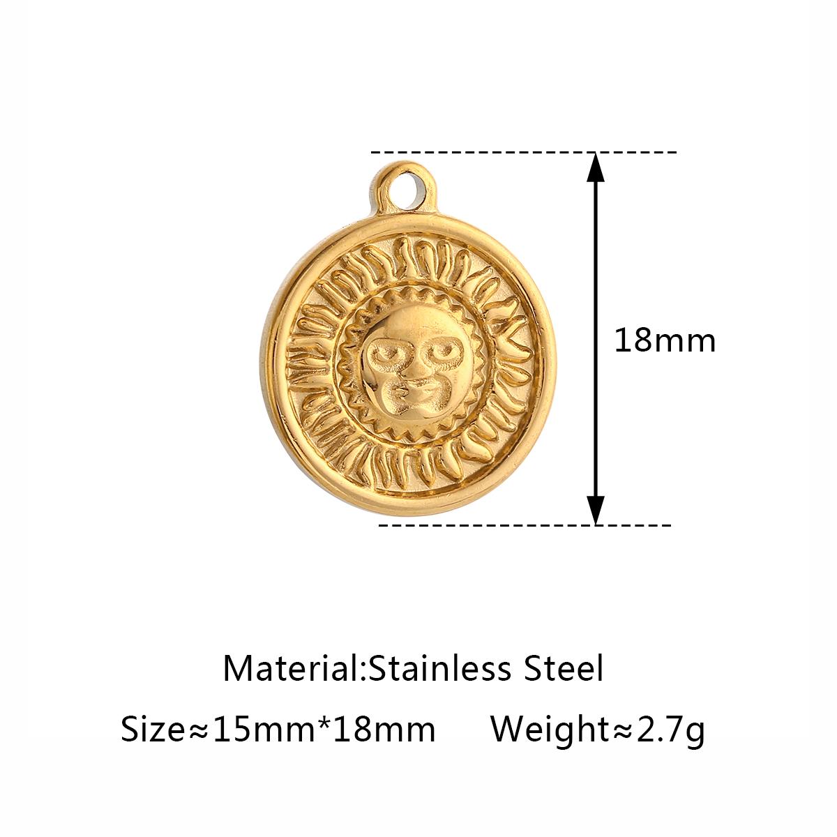 

3Pc Vintage Sun/Star/Earth Sun Charm 3D Embossing Sunburst Stainless Steel Pendant DIY Bracelet Necklace Findings Jewelry Making