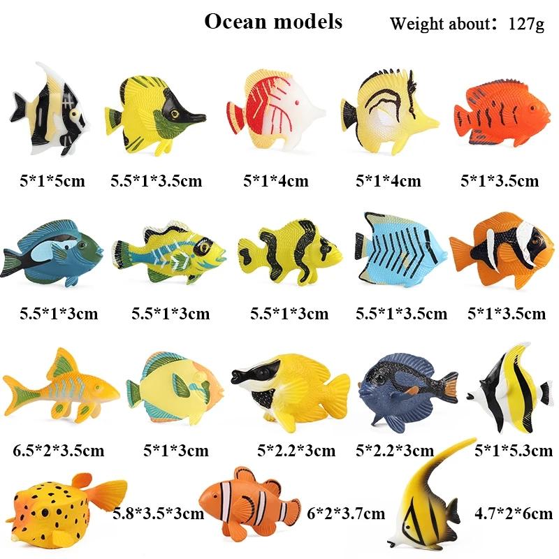 Oenux Ozeantier Simulation Meeresleben Lachs Hai Fisch Modell Actionfiguren DIY Miniatur Dekoration Früherziehung Kinder Spielzeug