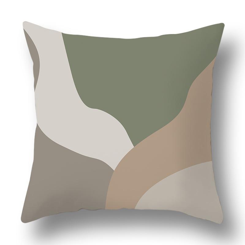 Nordic Abstract Green Geometric Pillowcase Flower Print Home Petal Velvet Pillow Cushion Cover