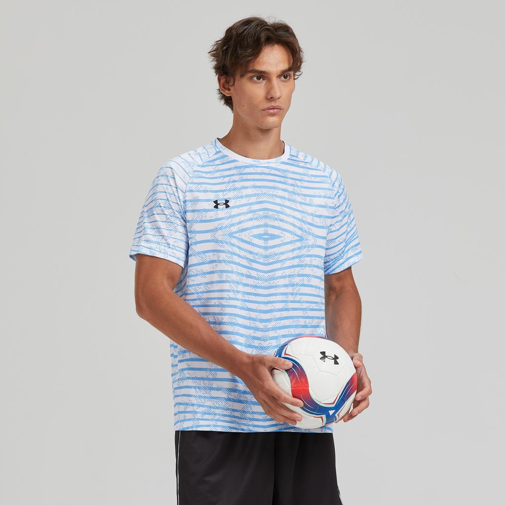 Under Armour Dopamine Print Simple Logo Sports Striped Crew Neck Short Sleeve T-Shirt Unisex Tops Blue 24500510-465