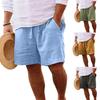 Mid-Rise Elastic Waistband Drawstring Men Shorts Pockets Straight Wide Leg Knee Length Solid Color Loose Fitness Beach Shorts Sportwear