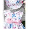 Girls' Fashionable Princess Dress Summer Children's Butterfly Print With Sleeves And Hat