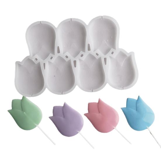 Practical Heat Resistant DIY Cake Mold Tulip Shaped Lollipop Silicone Candy Baking Accessories