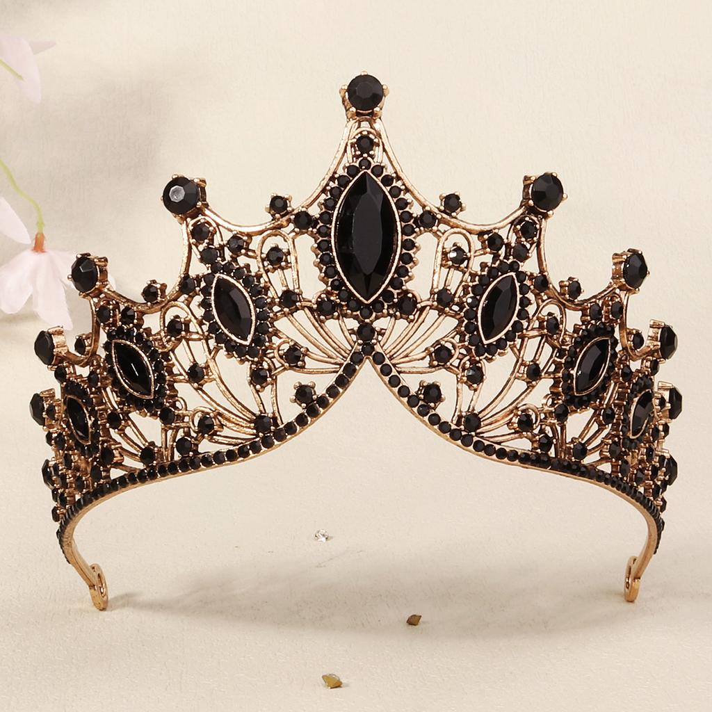 Halloween Jewelry Rhinestone Alloy Crown Holiday Party Dance Dress Headdress High-end Black Crown