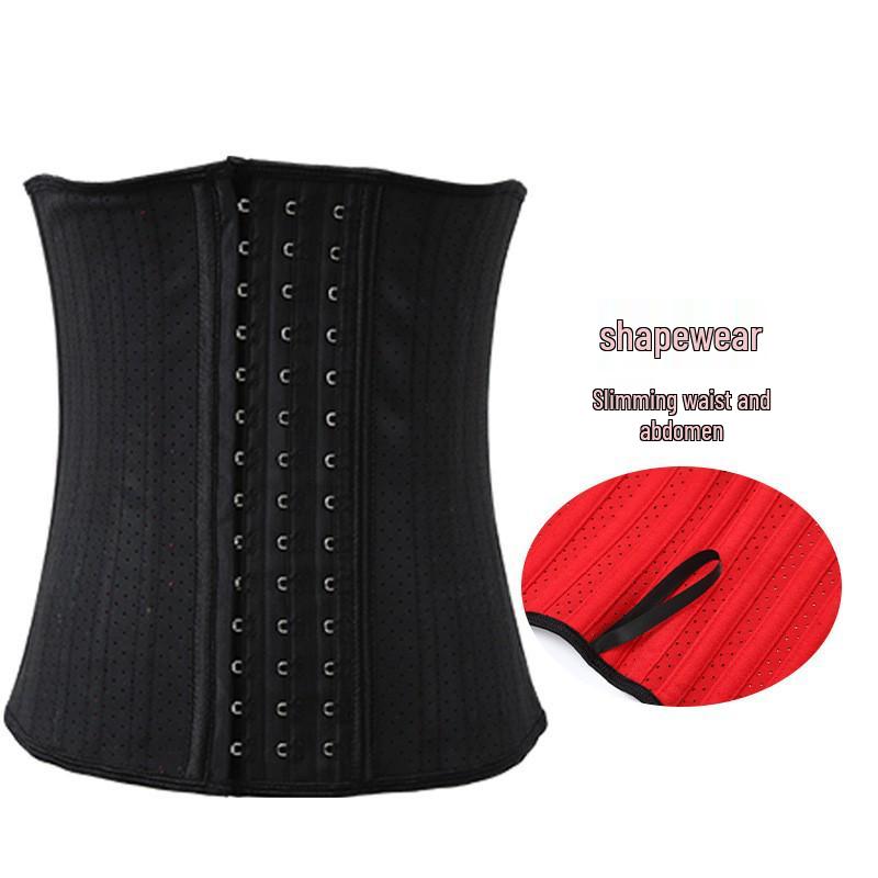 

Спортивный латексный корсет-тренажер для талии на 25 косточках: Перфорированный резиновый формирователь для фитнеса для контроля и подтяжки живота. XS