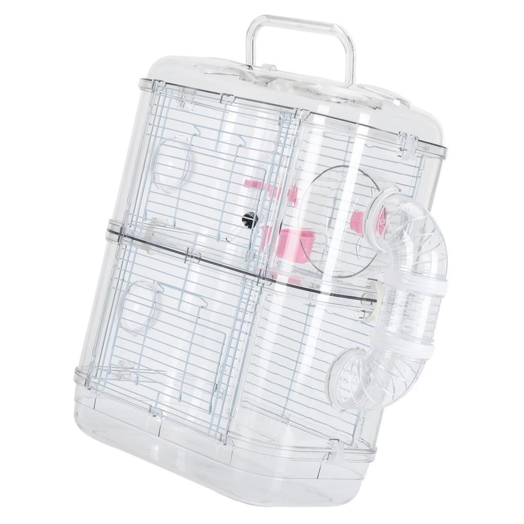 Hamster Cage Double Layer Iron Wire Fun Interactive Mice Small Animal Castle House with Water Bottle and Running Wheels