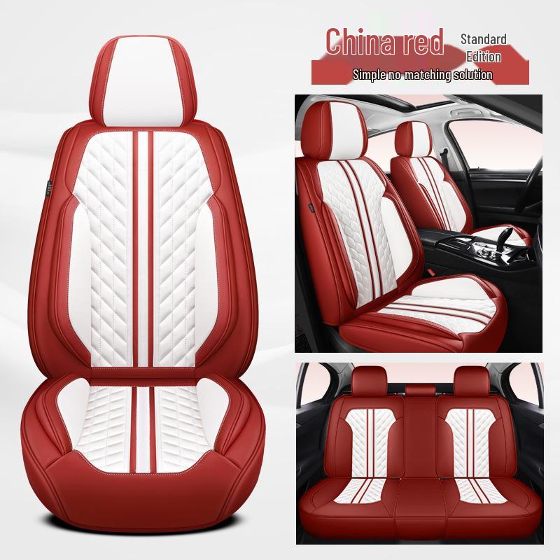 Universal Nappa Leather Car Seat Covers, Full Wrap 8-Piece Set for All Seasons