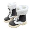 Plus-size Shoes, Fluffy and Warm Thick-soled Mid-calf Boots, Comfortable Round-toed Lace-up Snow Boots for Women