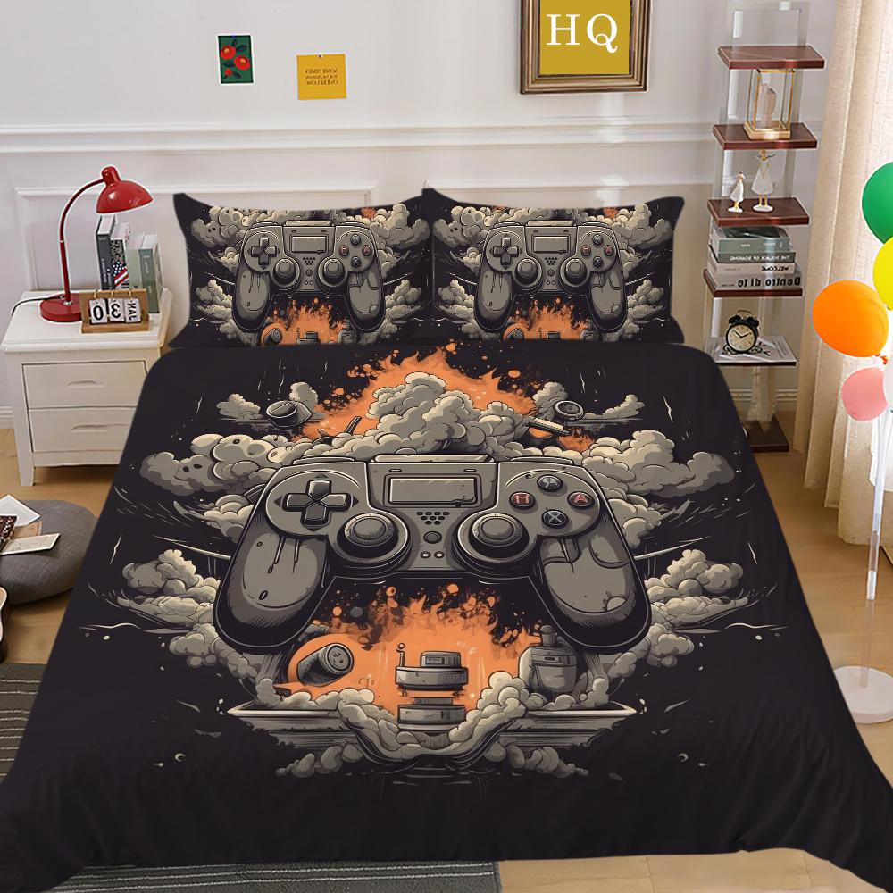Set da letto 3D con stampa di console di gioco per la casa, moda ragazzo, copriletto taglia singola, set copripiumino, poliestere, tessili per la casa