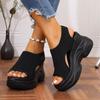 Women's Summer Breathable Knit Peep-Toe Thick-Soled Casual Sandals, Comfortable Versatile Sports Style, Available In Large Sizes.