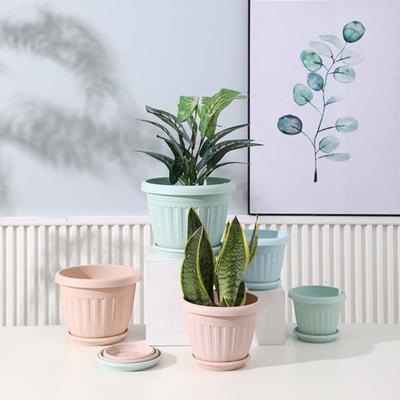 Flower Pots Lightweight Thickened Large Capacity Deep Anti-deformation Decorative Macaron Color Imitation Ceramics Planter Pot Greenery Accessories