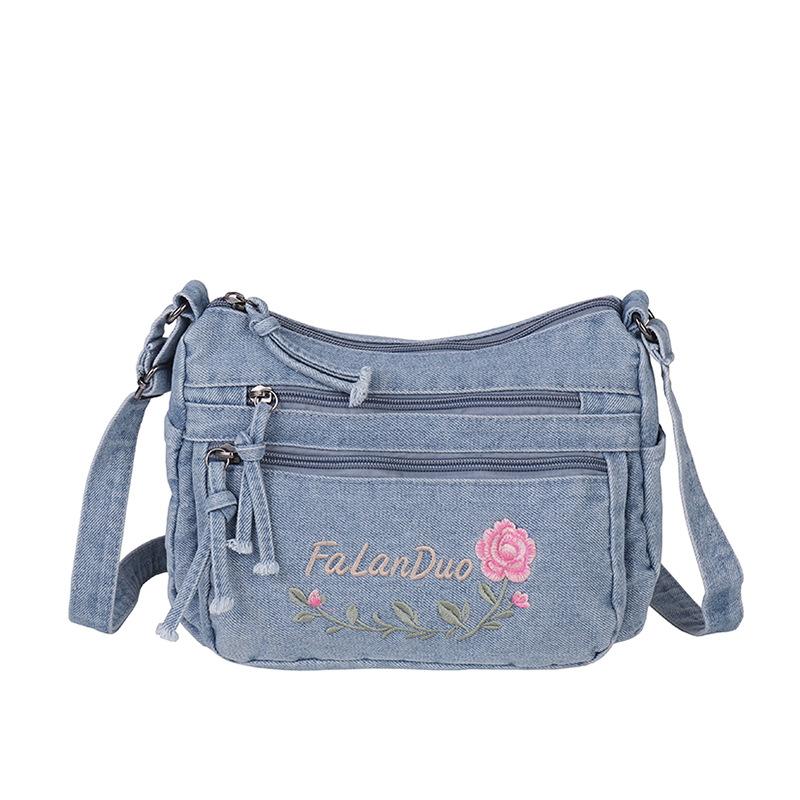 Washed Denim Bag - Retro Casual Crossbody Bag for Women Casually