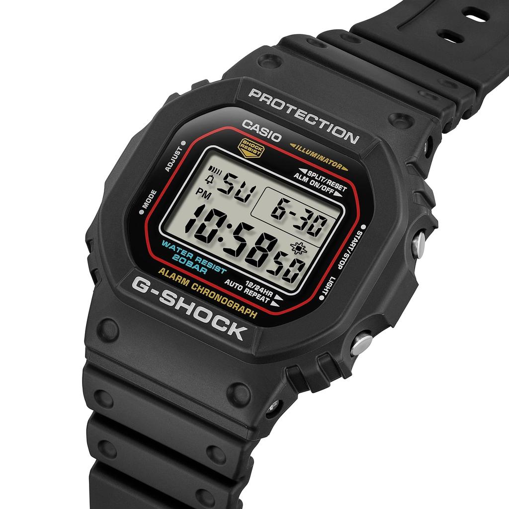 Casio Digitaluhr mit schwarzem Resinarmband DW5600RL-1 Herren G-Shock