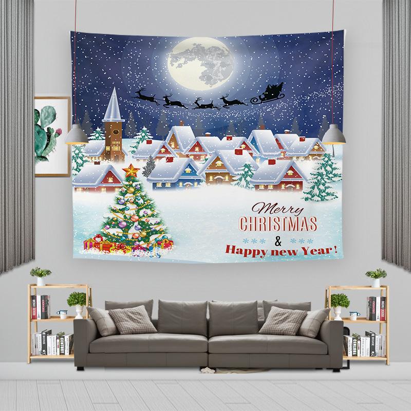 Cartoon Weihnachtsmann Wandbehang Wandteppich Frohe Weihnachten Wandteppich Hintergrundtuch Polyester Fröhliche Frohe Weihnachten Wandteppiche