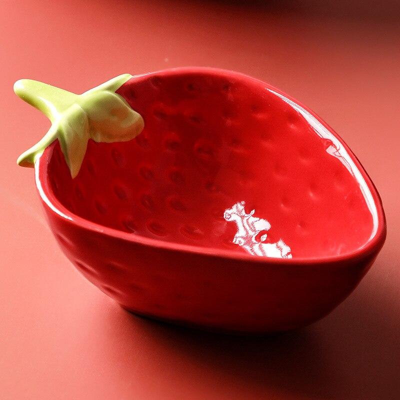 Kawaii Ceramic Bowl Shaped Fruit Strawberry Bowl Rice Bowl Salad Bowl Salad Bowl Serve Snack Bowl Salad with Cognac Restaurant Kitchen Bowl | Bowling