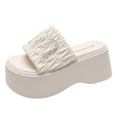 Fashion 8CM Thick Bottom Bling Slippers Women Summer New 2024 Chunky Platform Sandals Woman Flip Flops Wedges High Heels Sandalias Mujer