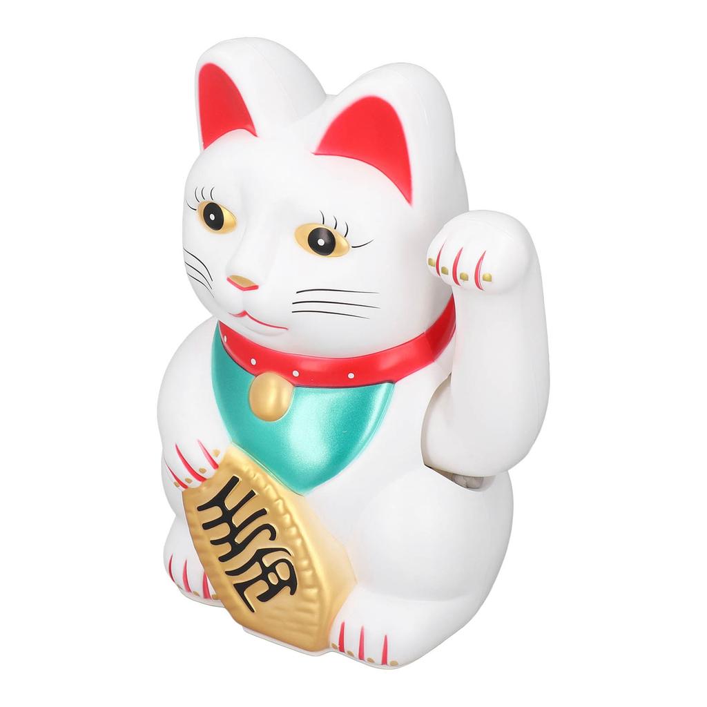 10 Zoll Winkende Glückskatze Niedliche Glückskatzenstatue Dekoration für Zuhause Schreibtisch Weiß
