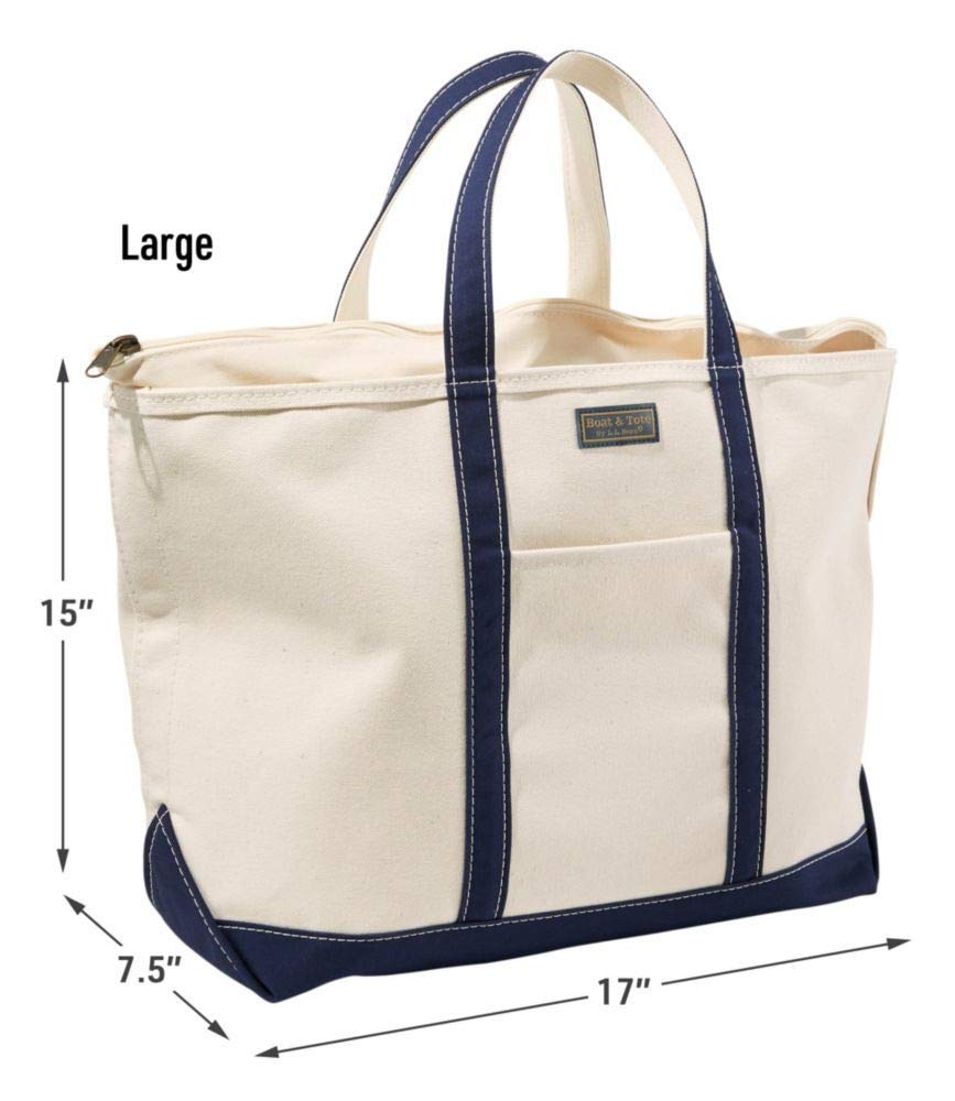 LL Bean Zip-Top Boat and Tote with Pocket, Large Canvas, BlackBlack, 1000035762