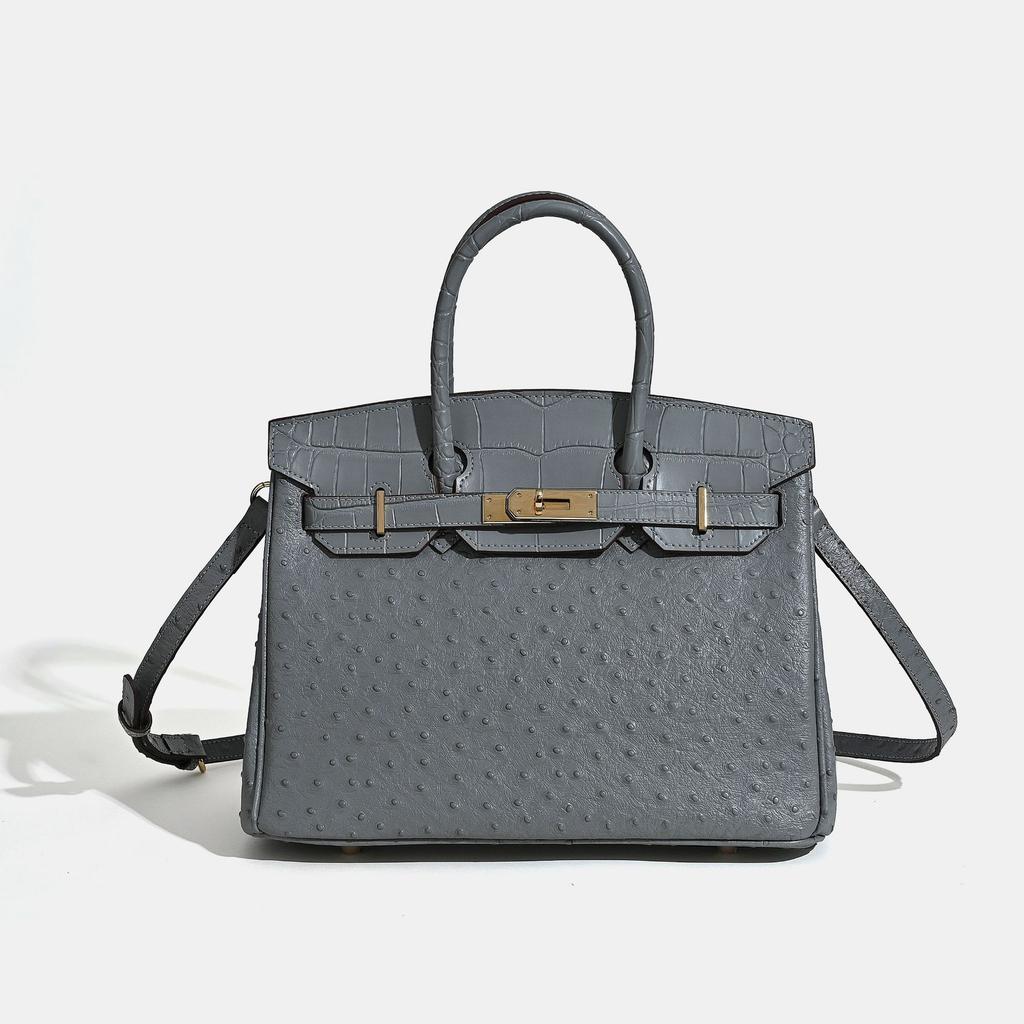 2026 Neue Platin Straußenmuster Damen Tasche Leder Große Kapazität Handtasche Leichter Luxus Mode Vielseitig Umhängetasche