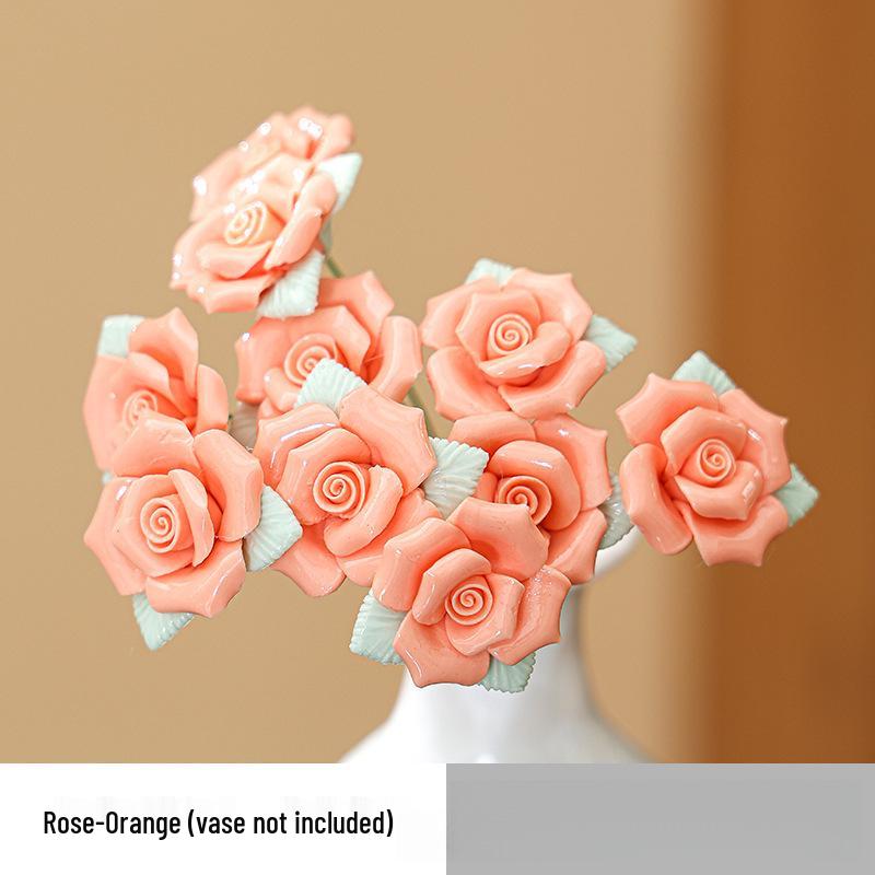 Traditional Jingdezhen Peony Ceramic Vase - Eternal Flower Simulation Decoration