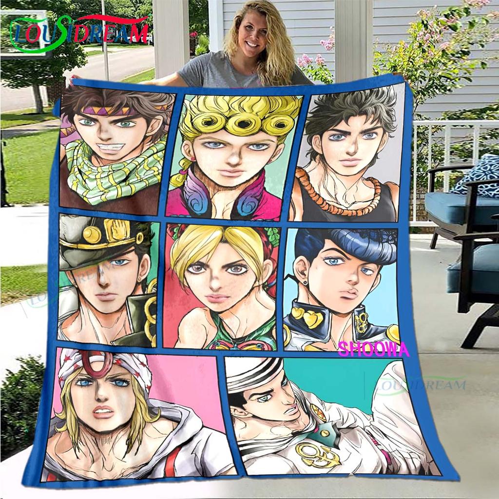 Cartoon J-JoJo’s Bizarre Adventure Blanket,Flannel Throw Blanket for Bed Sofa Picnic Office Hiking Leisure Nap Birthday Gift