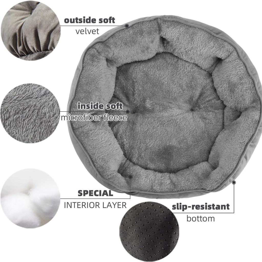 For Pet Bed For Small And Large Pets, Soft, Washable, Non-Slip Base, Water Resistant, Grey, 50 Cm