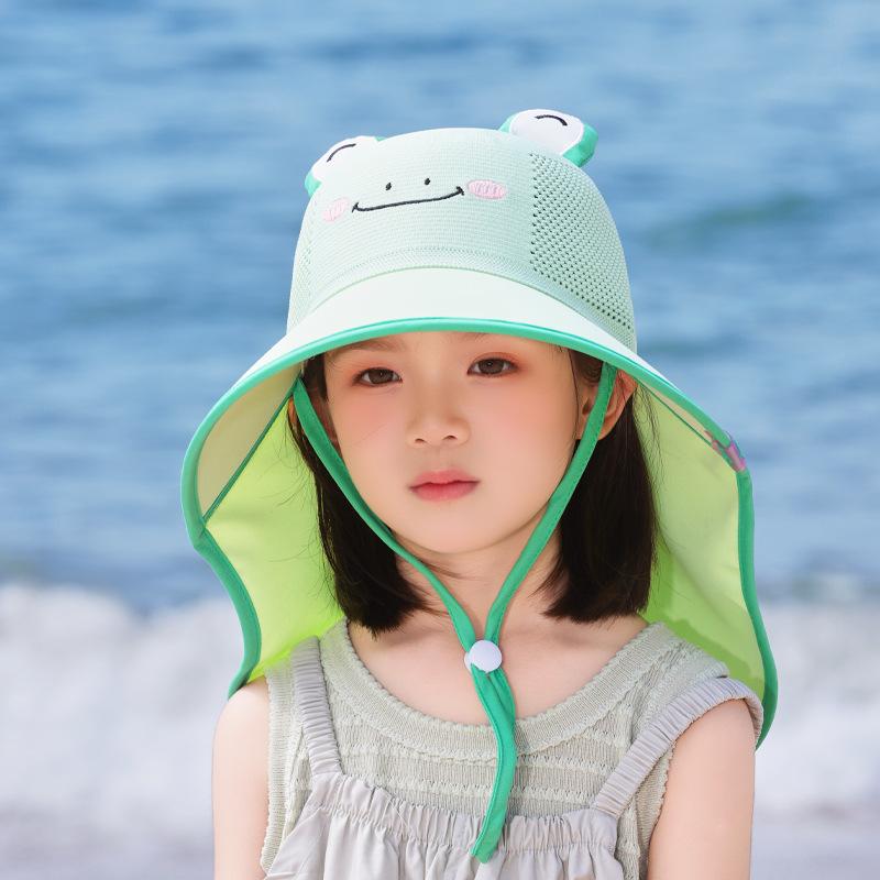 

Children s hat cartoon cute big eaves with fan bucket hat boys and girls outdoor outing shawl sunscreen visor