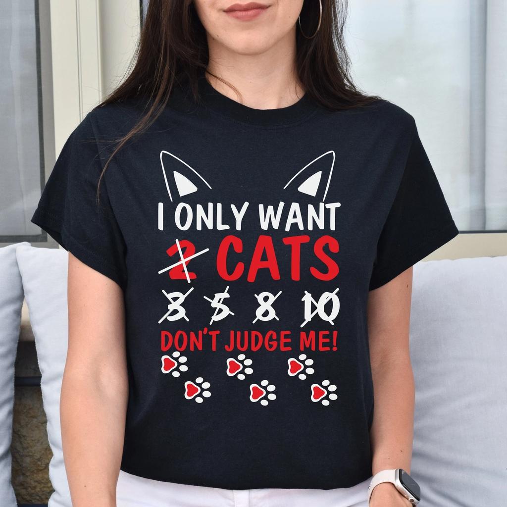 I only want cats Unisex shirt cats fun tee Black Dark Heather