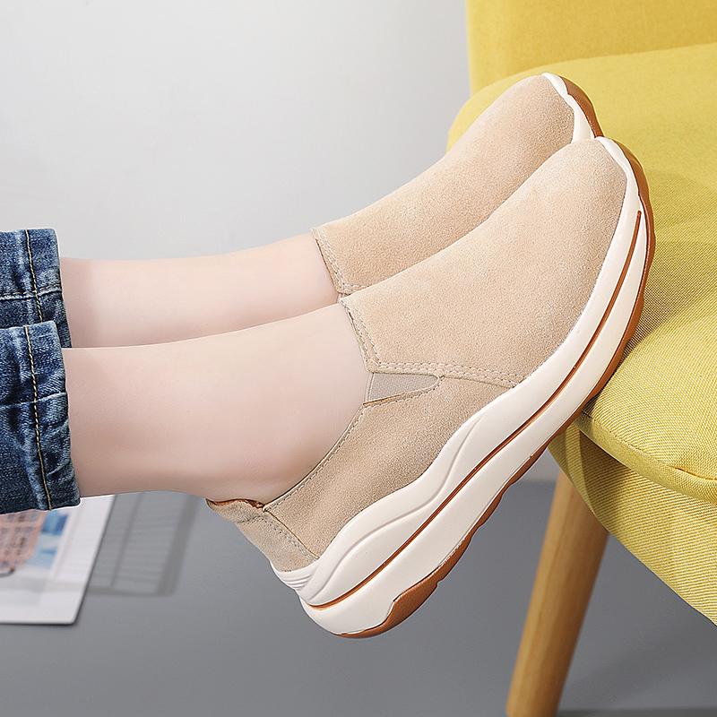 Women's Platform Loafers Moccasins Casual Slip on Thick Sole Height Increase Shake Shoes for Mother Plus Size