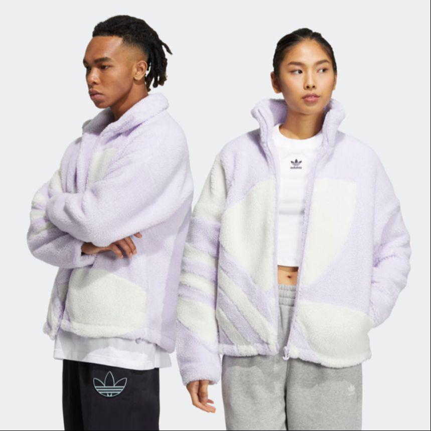 adidas Originals Trefoil Großes Logo Fleece Dicke Freizeitjacke Unisex Jacken Lila HR3488