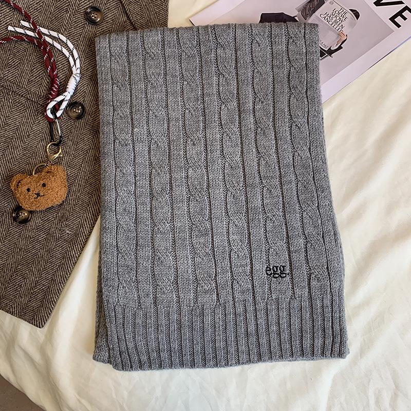 Luochi Wool Blend Embroidered Cable Knit Scarf: Retro Autumn/Winter Style Neck Gaiter for Women & Men