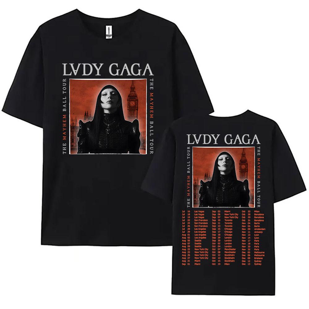 

Y2K The MAYHEM Ball Tour 2025 Camiseta Lady Gaga Singer Impressão Camisetas De Algodão Verão Unisexga Curta Camiseta Pescoço Redond S