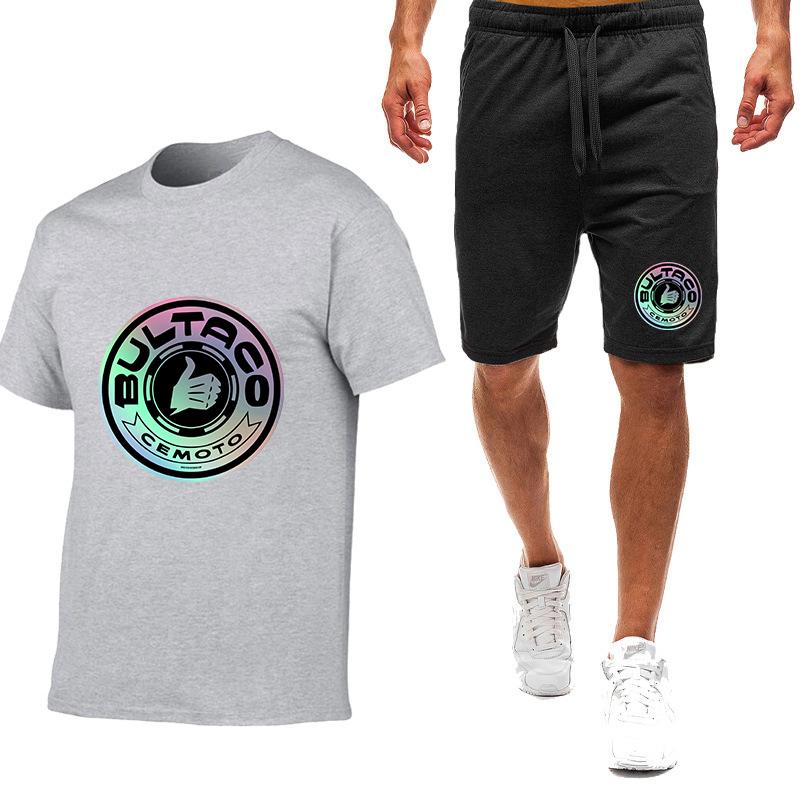 Bultaco Cemoto motorcycle Printed Summer Cool Men Casual T-shirt Set Retro Street Sports S