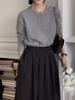 Women's French-Style Wool Knit Cardigan with Gold Button and Round Neck
