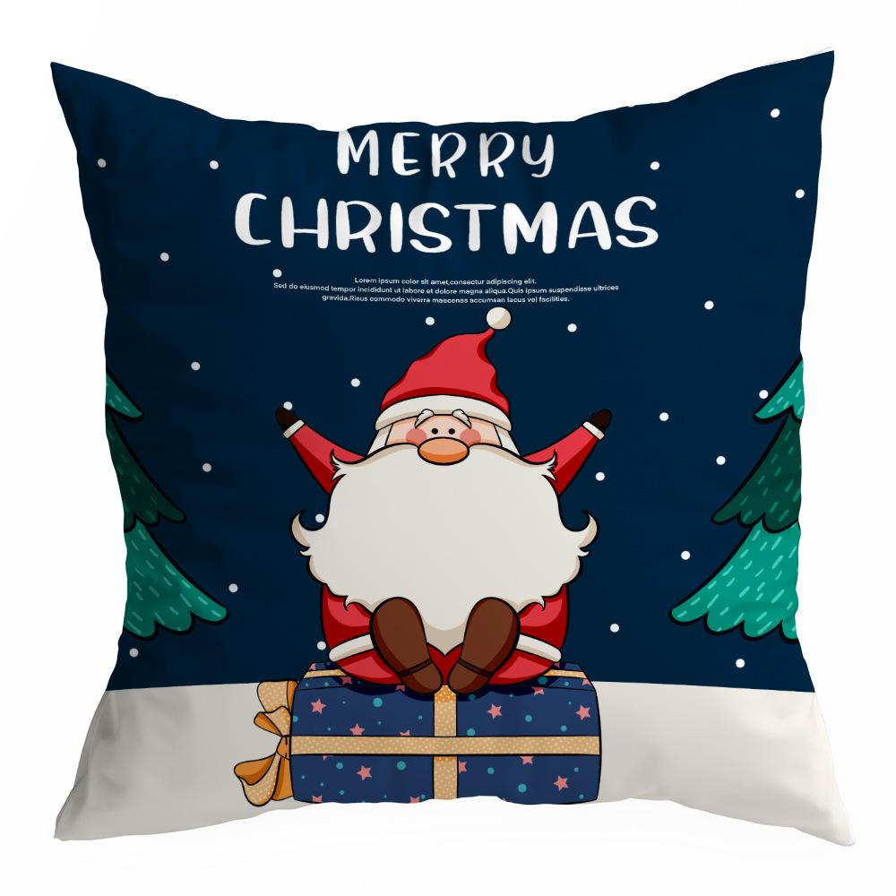 Christmas Pillowcase Cartoon Santa Claus Home Sofa Car Cushion Printed Pillowcase