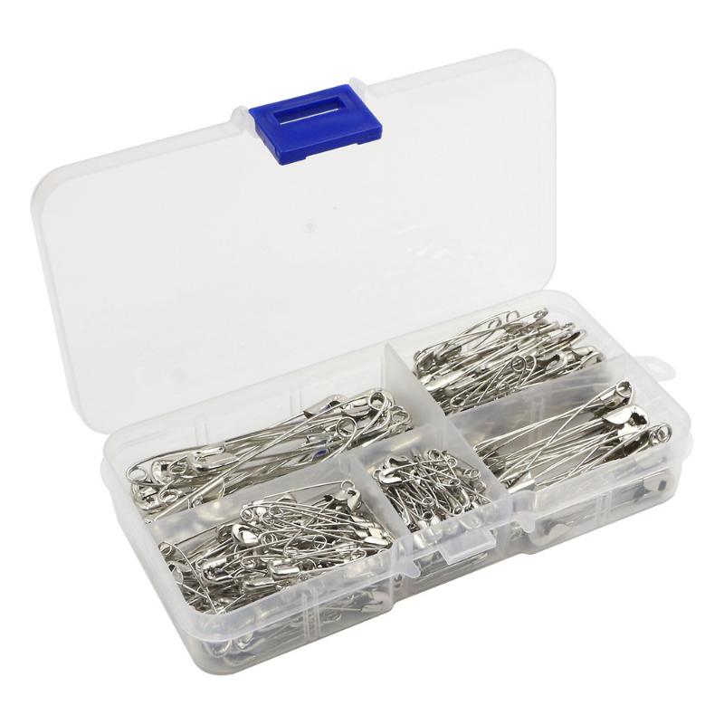 

Set Of 260 Silver Nickel-plated Safety Pins, 5 Sizes For Handmade DIY Clothing Fixing Pins
