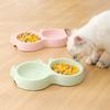 Pet Cat Double Bowl Eco-friendly PP Material Cartoon Cat Face Shape Food Water Feeding Bowl Non-slip Puppy Cat Feeder Supplies