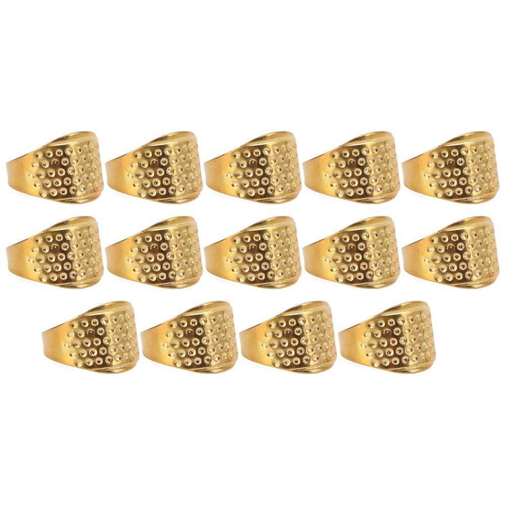 14pcs Finger Protector Ring Thimble Gold Copper Thimble Adjustable Thimble Quilting