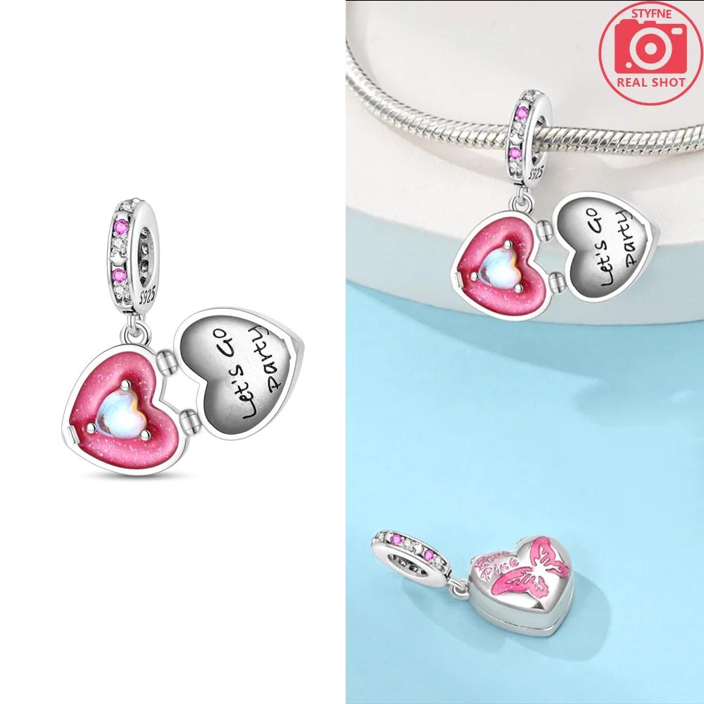 Copper Color Trunk Heart Shape Bow Pink Charms Beads Fitoriginal Bracelets Fine Diy Birthday Women Jewelry Gift