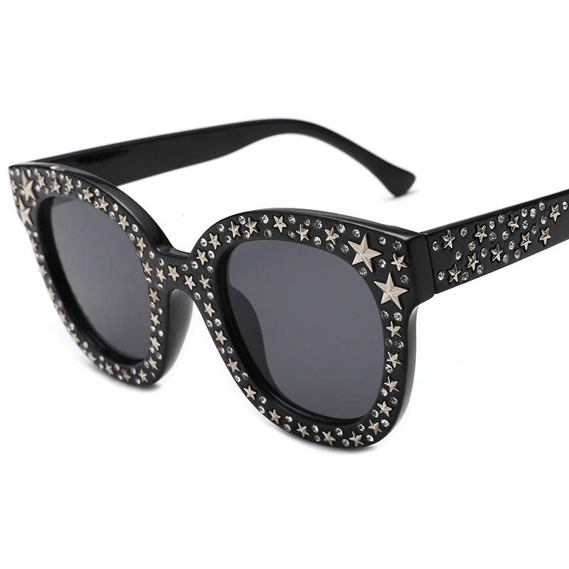 

Fashion Stylish Sunglasses Women Star Rivets Decoration Anti-glare Female Sun Glasses European American Decorative Sunglass