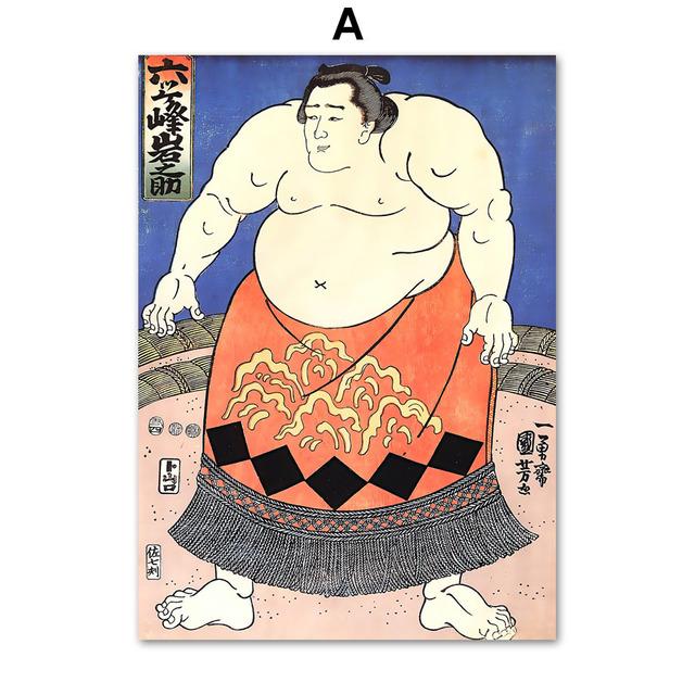 Nordic Japan Ukiyo Sumo Geisha Fuji Edo Period Wall Art, Canvas Painting, Posters and Prints, Pictures for Living Room Decor