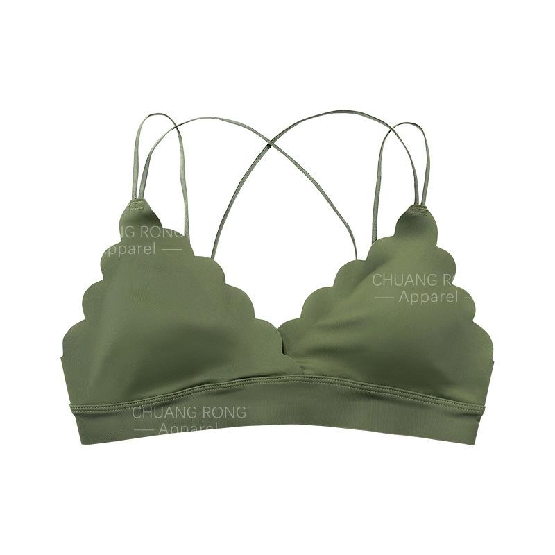 

Large size sexy wavy edge women s underwear pure desire seamless small breasts gather thin women s thin shoulder straps beautiful back bra L（80AB） зелений